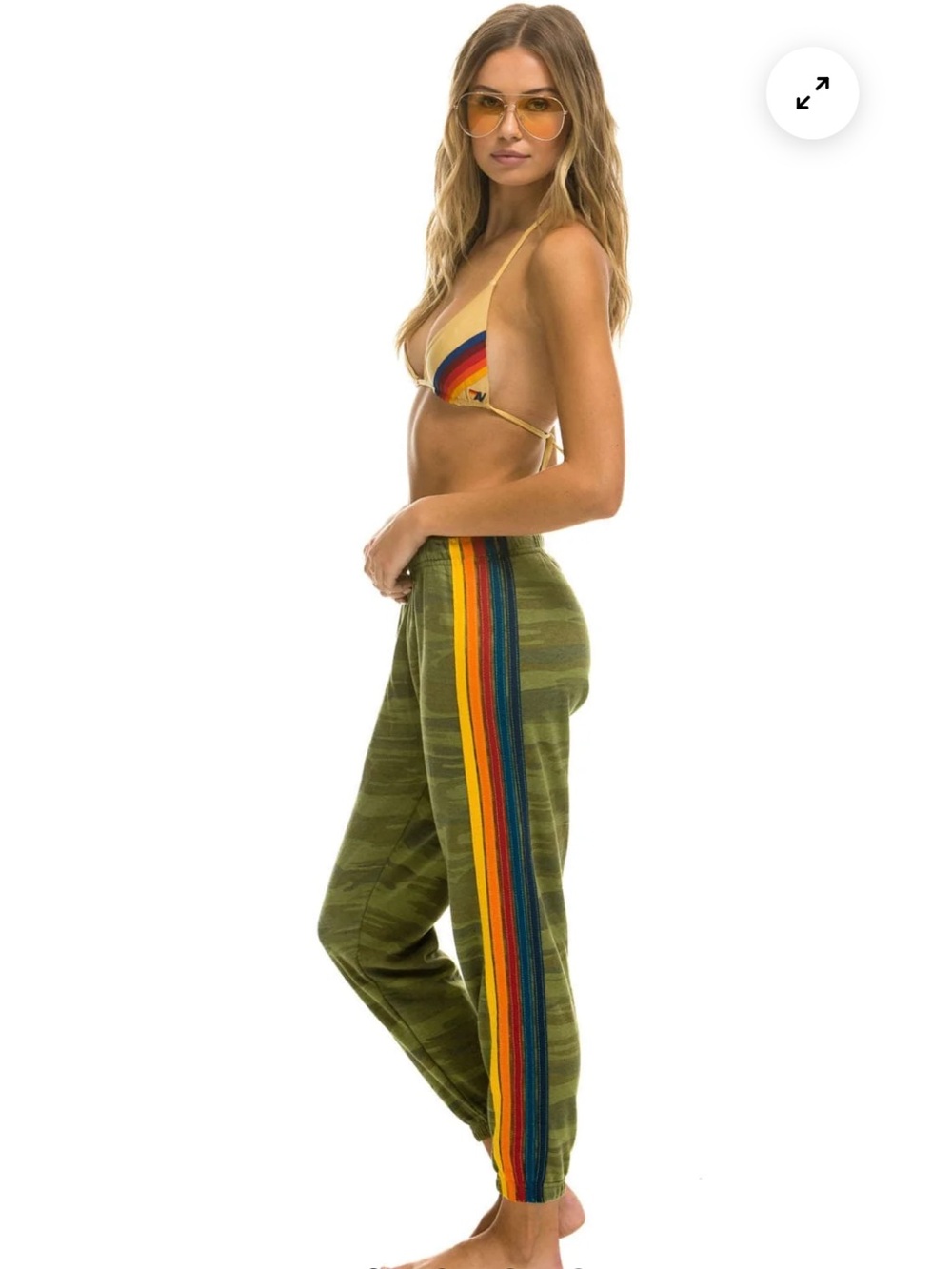 Aviator Nation 5 Stripe Sweatpants - Camo Green